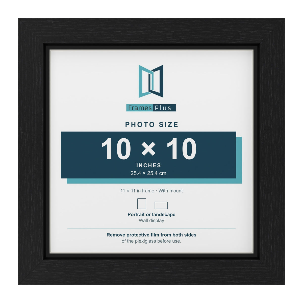 Black 11 x 11 inch picture frame with a black mount for a 10 x 10 inch photo
