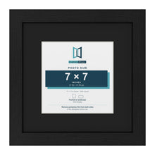Black 11 x 11 inch picture frame with a black mount for a 7 x 7 inch photo