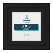Black 11 x 11 inch picture frame with a black mount for an 8 x 8 inch photo