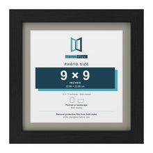 Black 11 x 11 inch picture frame with a Dawn Grey mount for a 9 x 9 inch photo