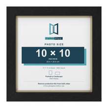 Black 11 x 11 inch picture frame with an ivory mount for a 10 x 10 inch photo