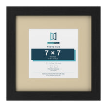 Black 11 x 11 inch picture frame with an ivory mount for a 7 x 7 inch photo