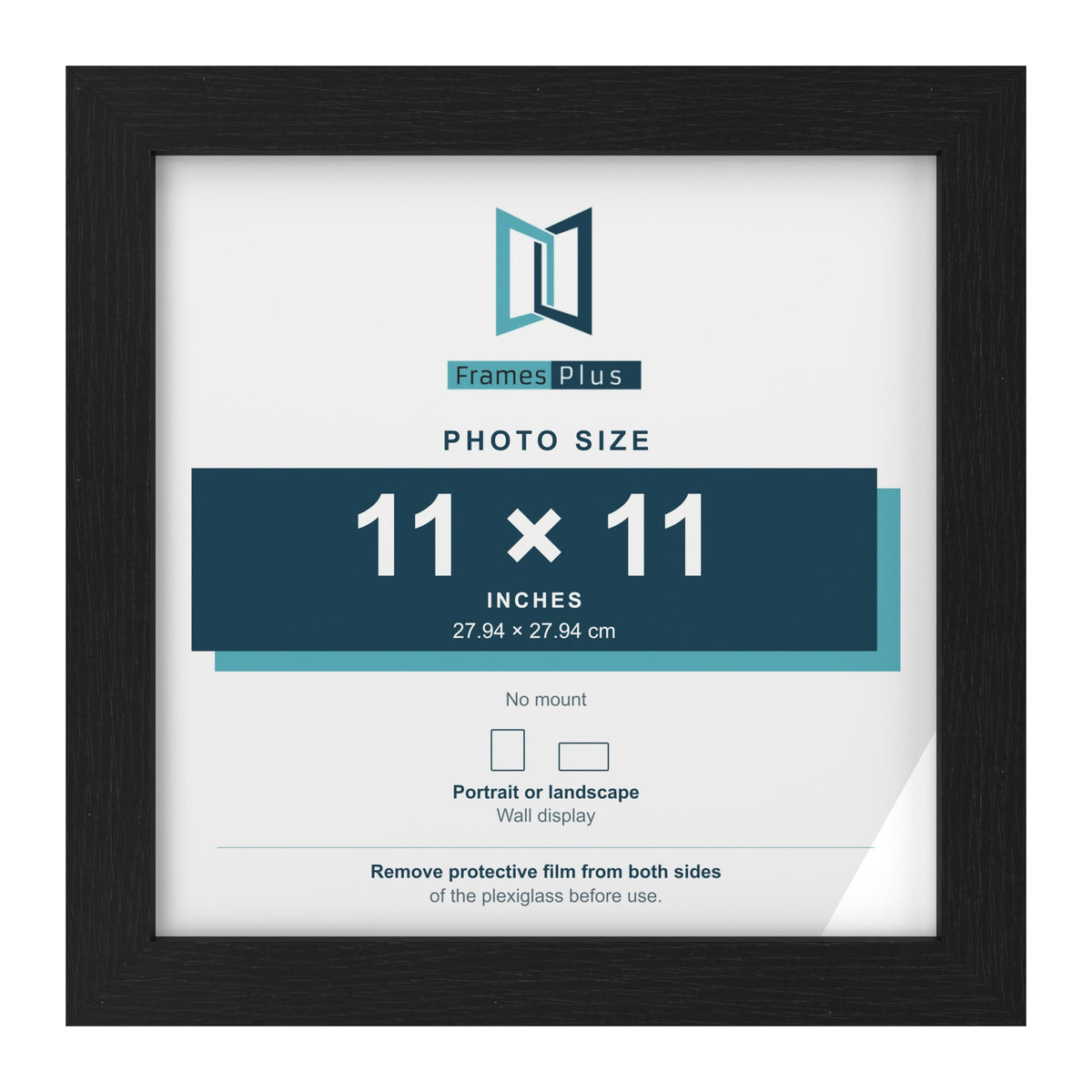 Black picture frame for a 11 x 11 inch photo