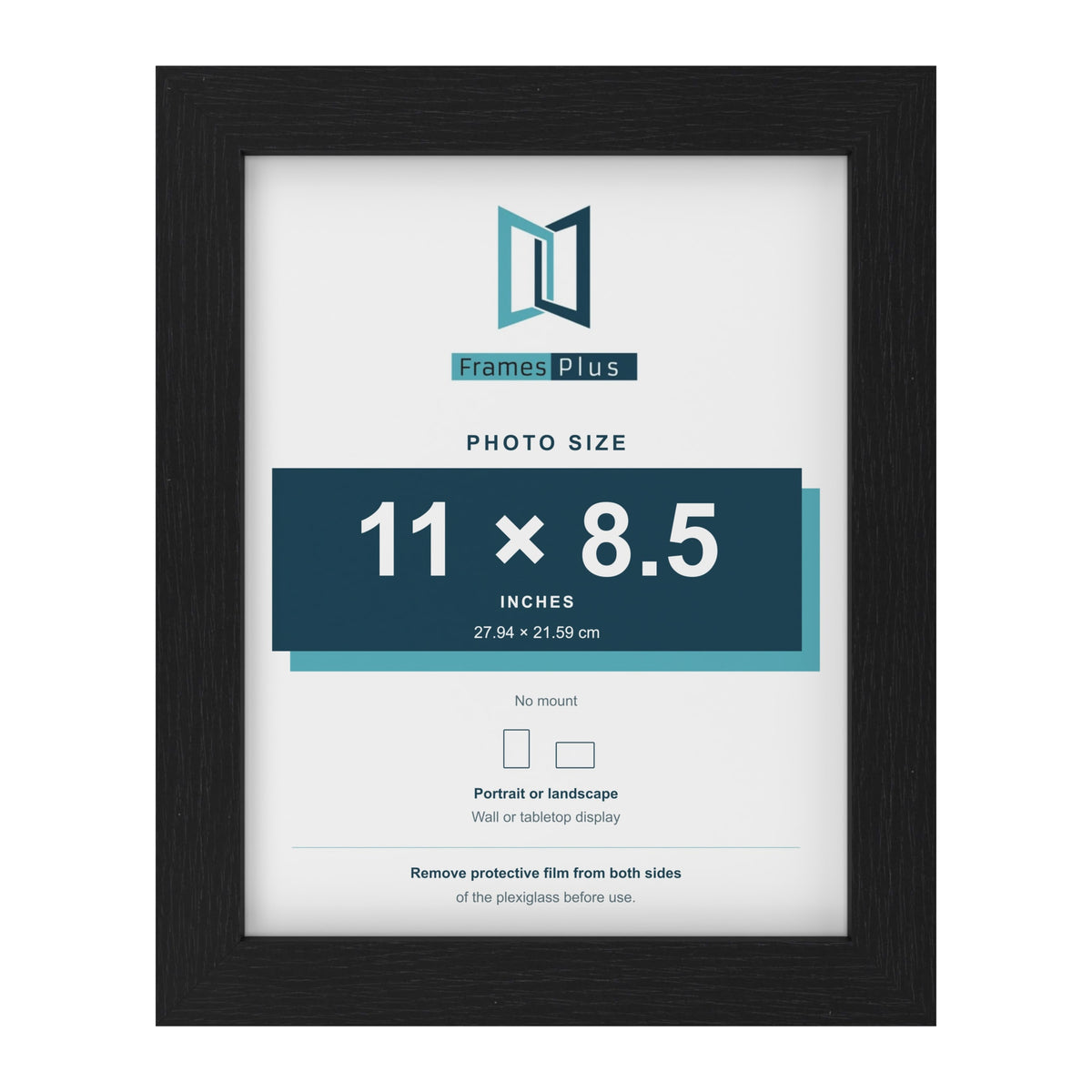 Black picture frame for an 11 x 8.5 inch photo