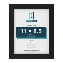 Black picture frame for an 11 x 8.5 inch photo