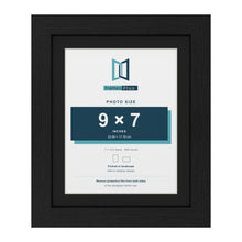 Black 11 x 9 inch picture frame with a black mount for a 9 x 7 inch photo