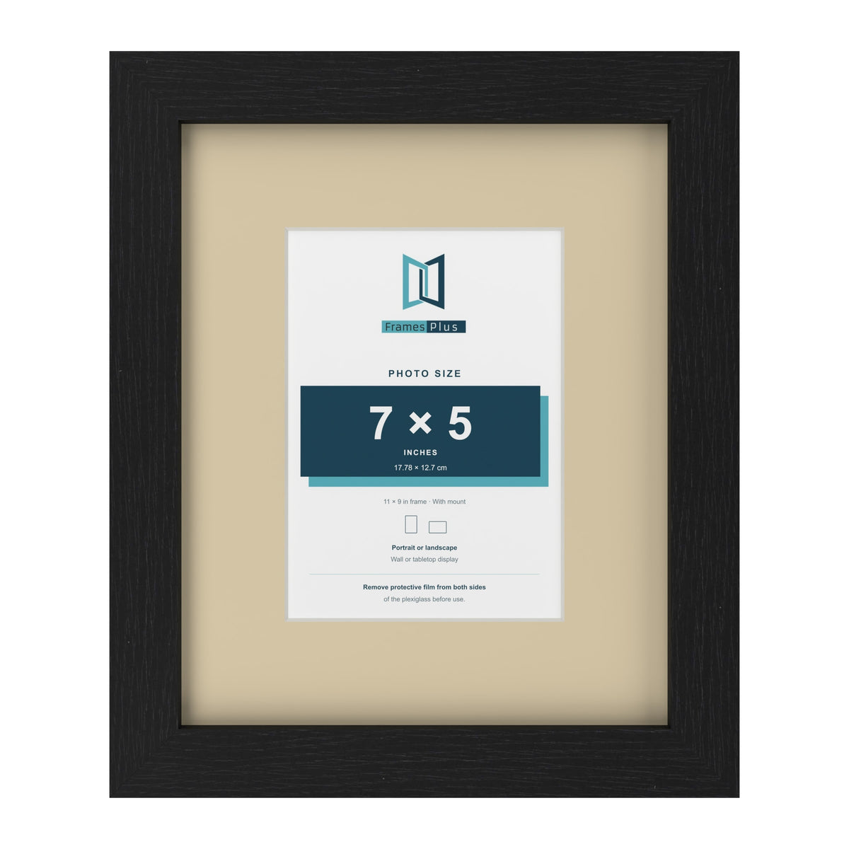 Black 11 x 9 inch picture frame with an ivory mount for a 7 x 5 inch photo