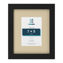 Black 11 x 9 inch picture frame with an ivory mount for a 7 x 5 inch photo