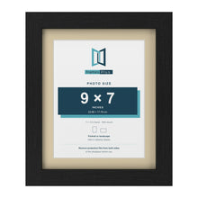 Black 11 x 9 inch picture frame with an ivory mount for a 9 x 7 inch photo