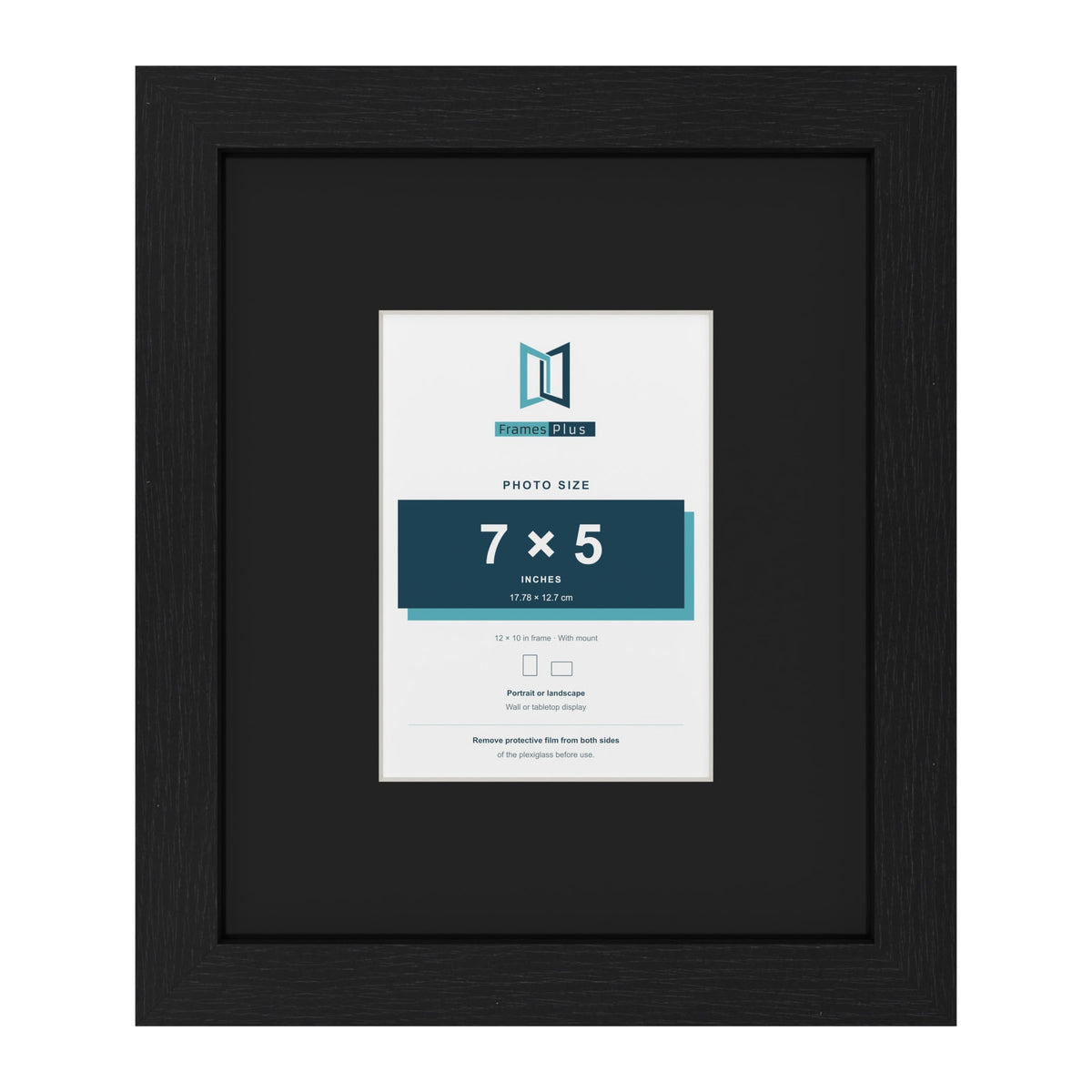 Black 12 x 10 inch picture frame with a black mount for a 7 x 5 inch photo