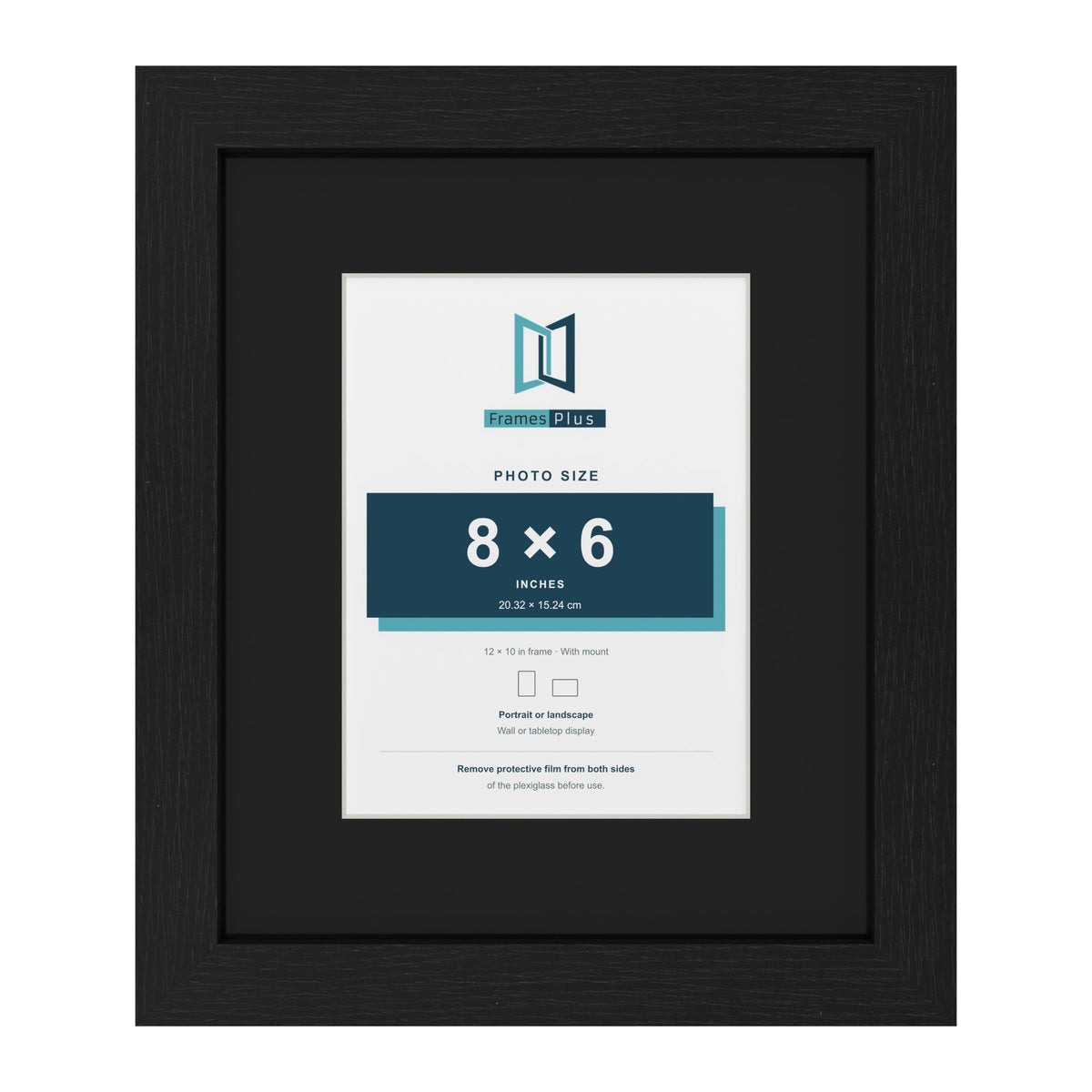 Black 12 x 10 inch picture frame with a black mount for an 8 x 6 inch photo