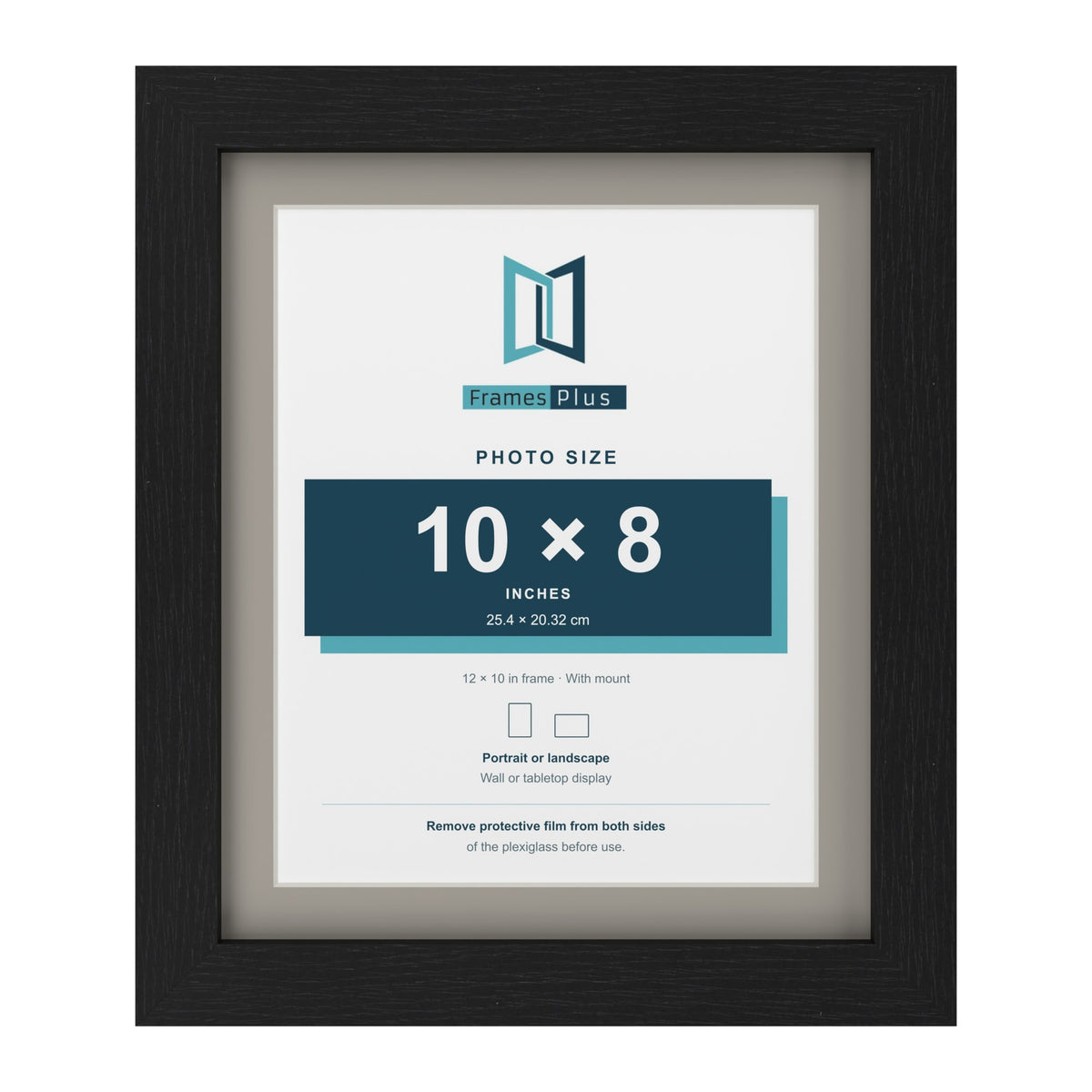 Black 12 x 10 inch picture frame with a Dawn Grey mount for a 10 x 8 inch photo