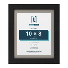 Black 12 x 10 inch picture frame with a Dawn Grey mount for a 10 x 8 inch photo