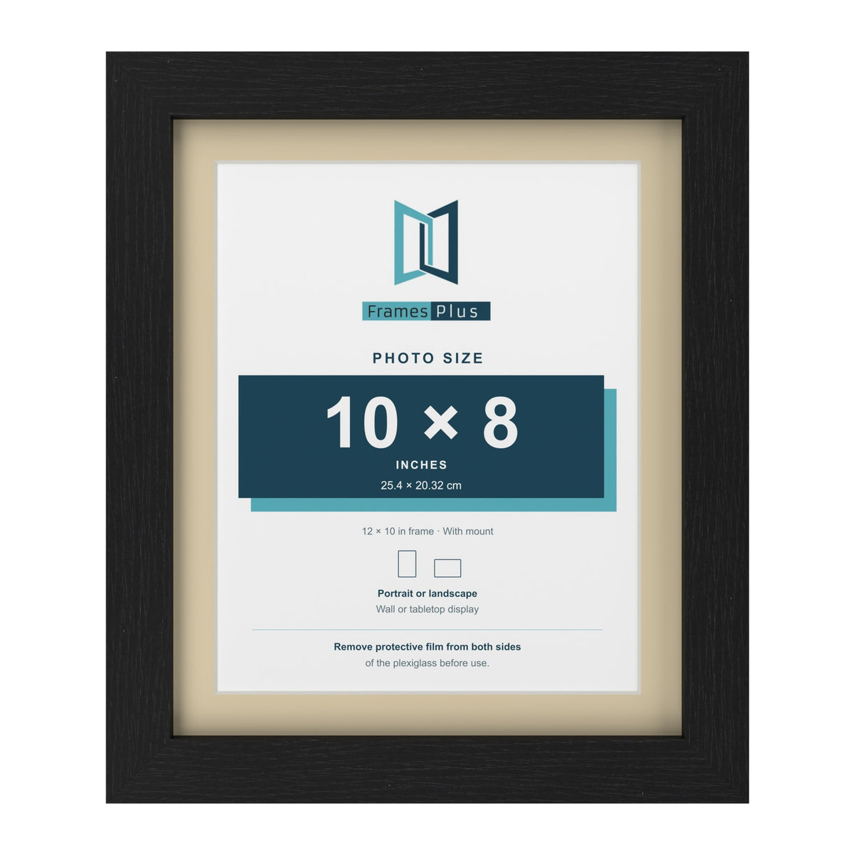 Black 12 x 10 inch picture frame with an ivory mount for a 10 x 8 inch photo