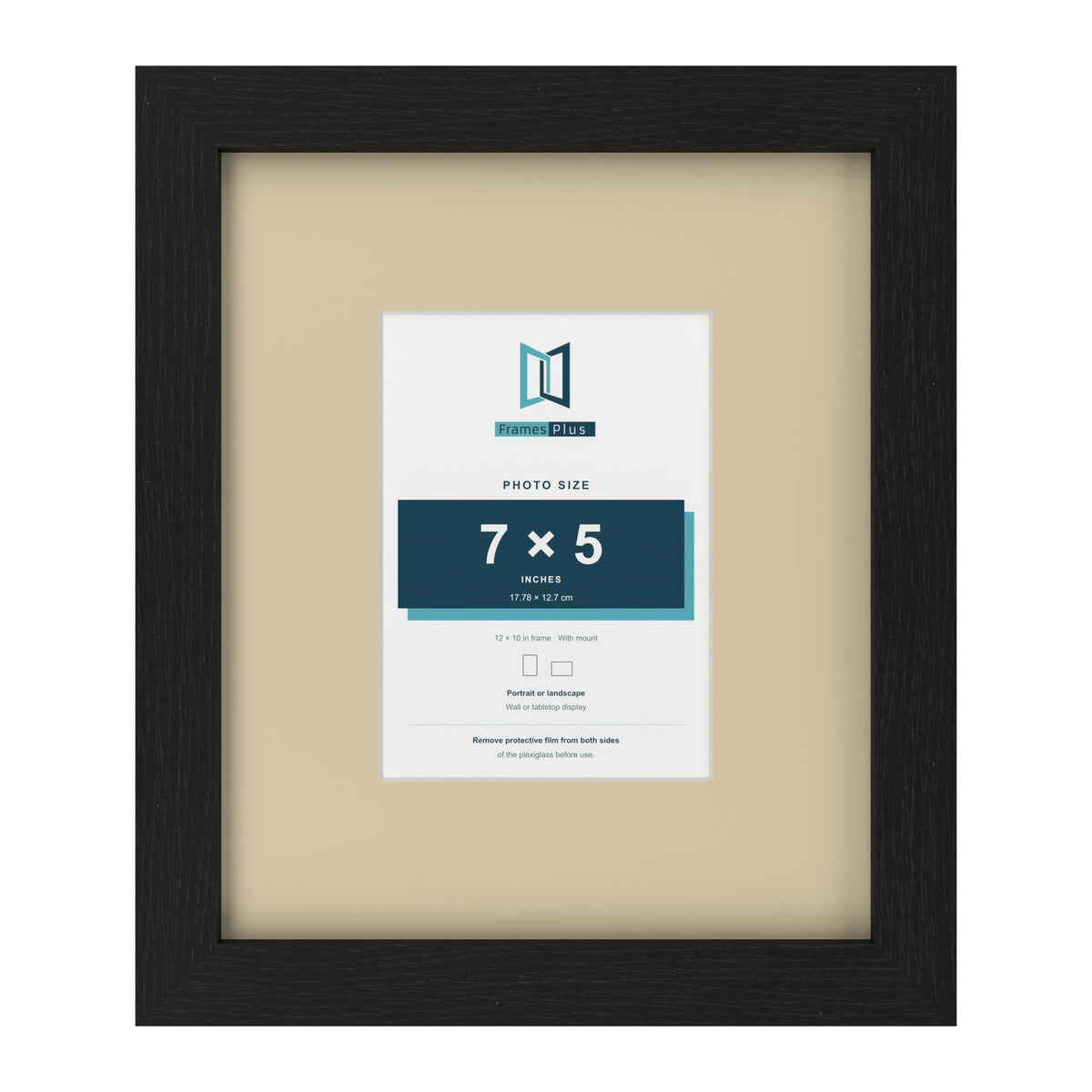 Black 12 x 10 inch picture frame with an ivory mount for a 7 x 5 inch photo