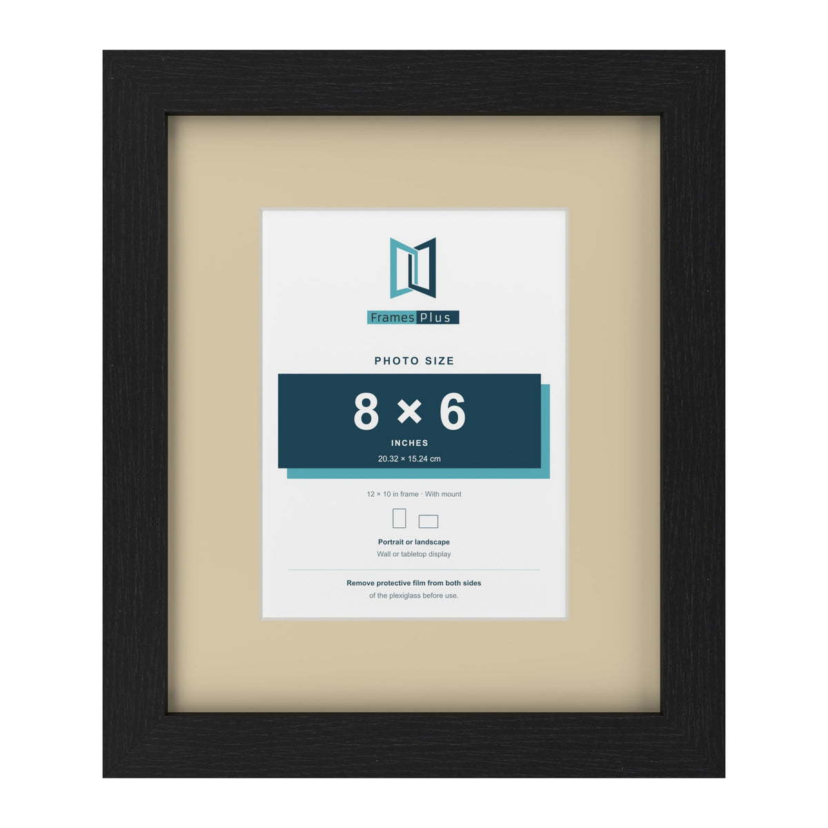 Black 12 x 10 inch picture frame with an ivory mount for an 8 x 6 inch photo
