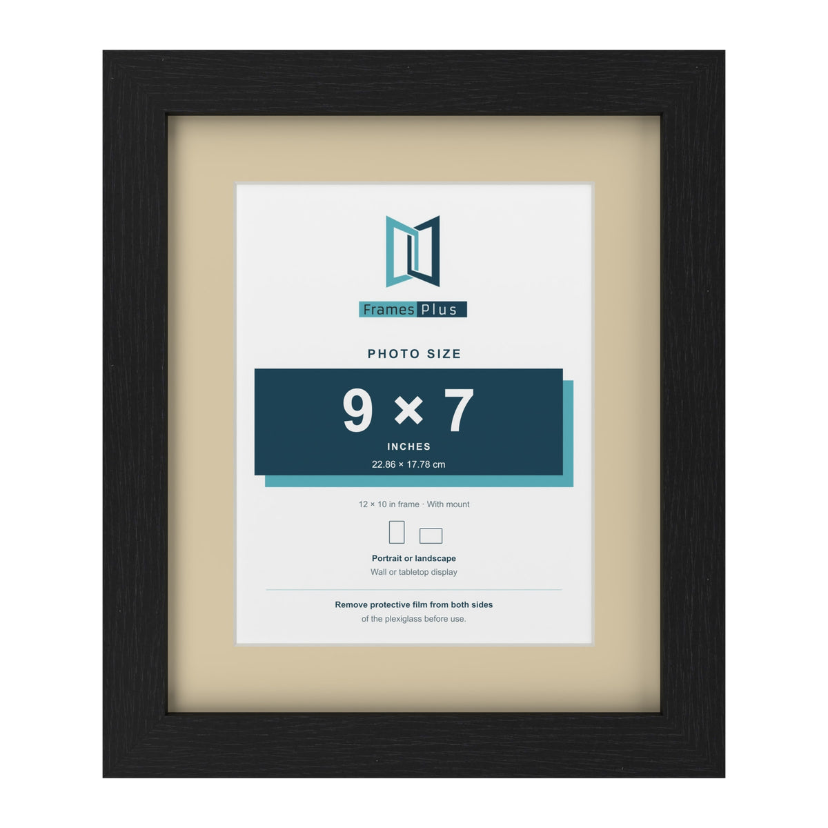 Black 12 x 10 inch picture frame with an ivory mount for a 9 x 7 inch photo