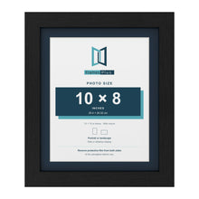 Black 12 x 10 inch picture frame with a Pacific Blue mount for a 10 x 8 inch photo