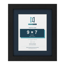 Black 12 x 10 inch picture frame with a Pacific Blue mount for a 9 x 7 inch photo