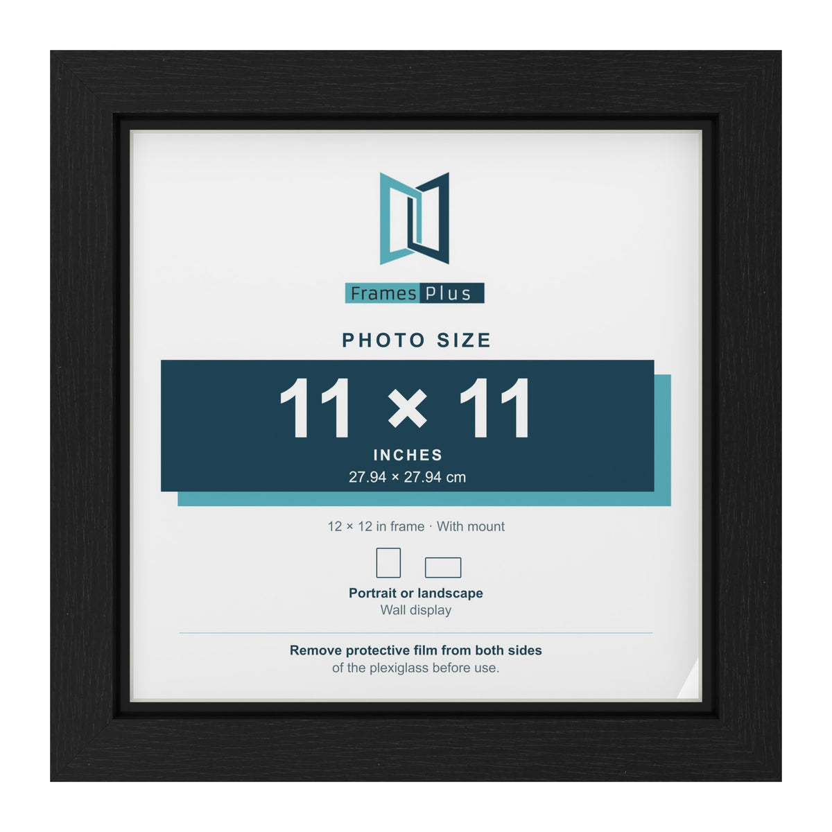 Black 12 x 12 inch picture frame with a black mount for an 11 x 11 inch photo