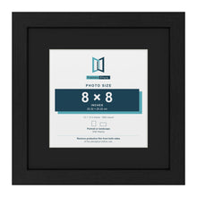 Black 12 x 12 inch picture frame with a black mount for an 8 x 8 inch photo