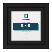 Black 12 x 12 inch picture frame with a black mount for a 9 x 9 inch photo