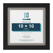 Black 12 x 12 inch picture frame with a Dawn Grey mount for a 10 x 10 inch photo