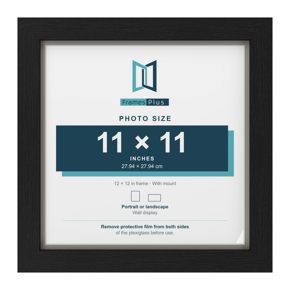 Black 12 x 12 inch picture frame with a Dawn Grey mount for an 11 x 11 inch photo