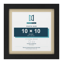 Black 12 x 12 inch picture frame with an ivory mount for a 10 x 10 inch photo