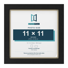 Black 12 x 12 inch picture frame with an ivory mount for an 11 x 11 inch photo
