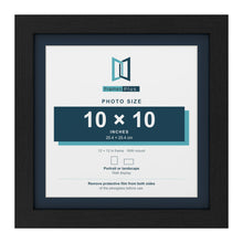 Black 12 x 12 inch picture frame with a Pacific Blue mount for a 10 x 10 inch photo