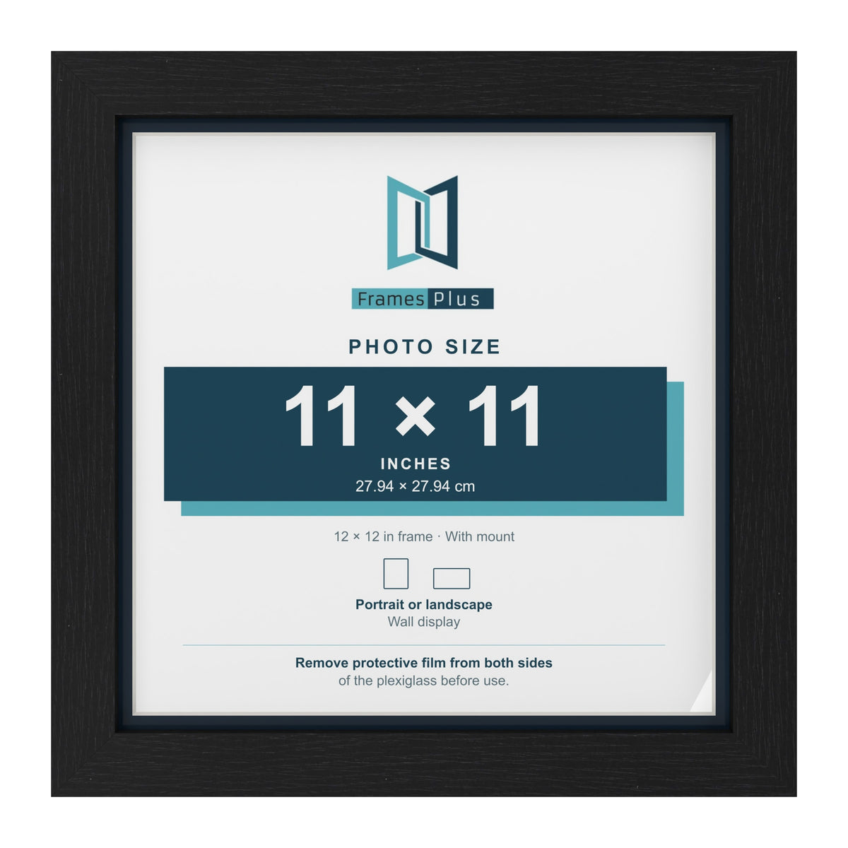 Black 12 x 12 inch picture frame with a Pacific Blue mount for an 11 x 11 inch photo