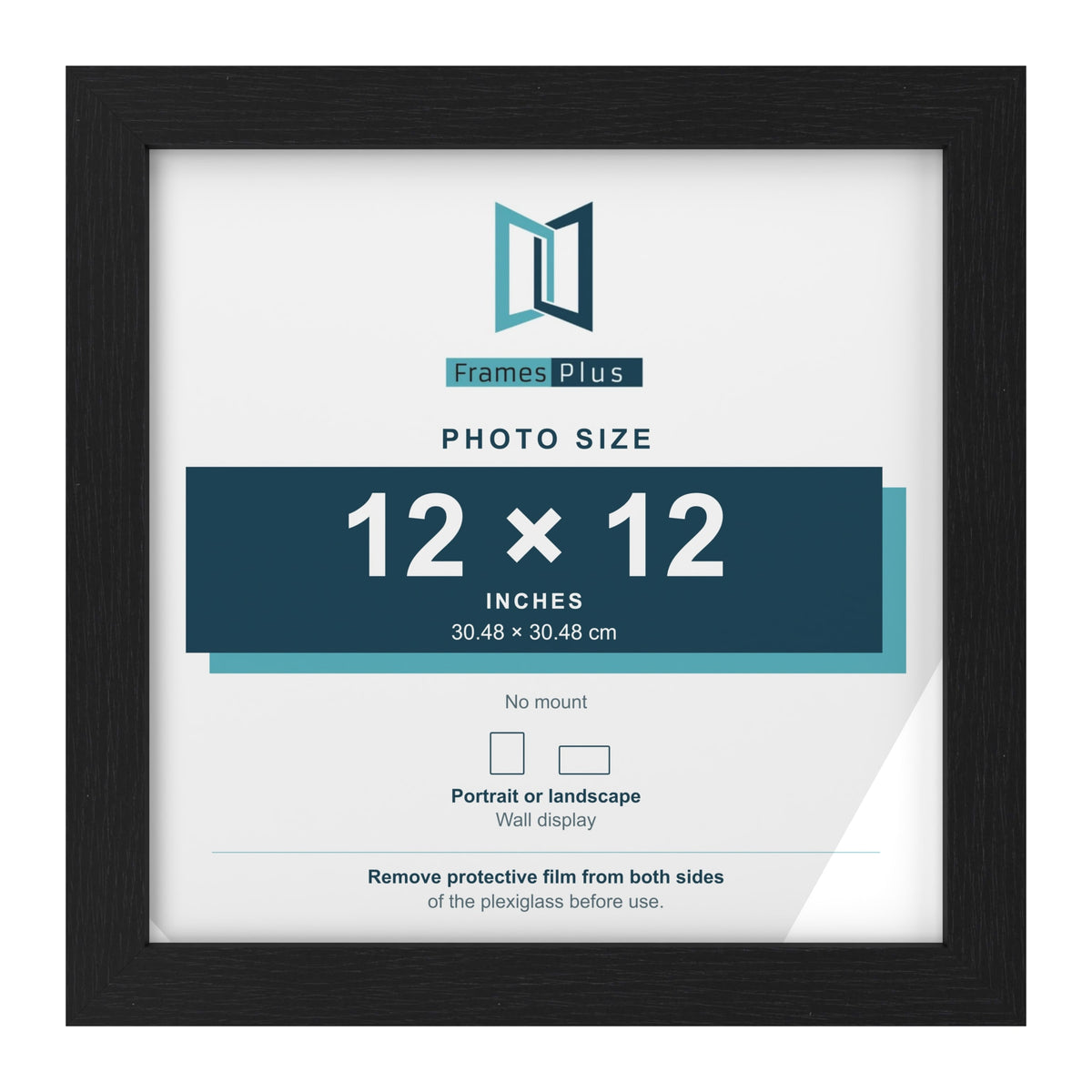 Black picture frame for a 12 x 12 inch photo