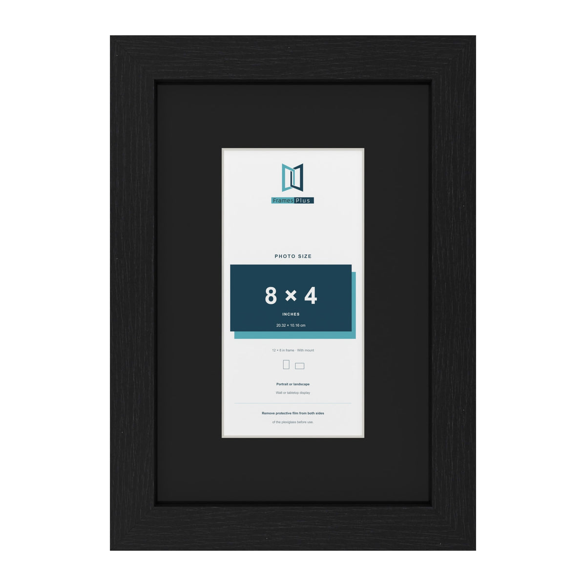 Black 12 x 8 inch picture frame with a black mount for an 8 x 4 inch photo