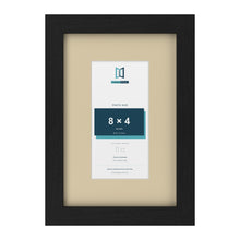 Black 12 x 8 inch picture frame with an ivory mount for an 8 x 4 inch photo