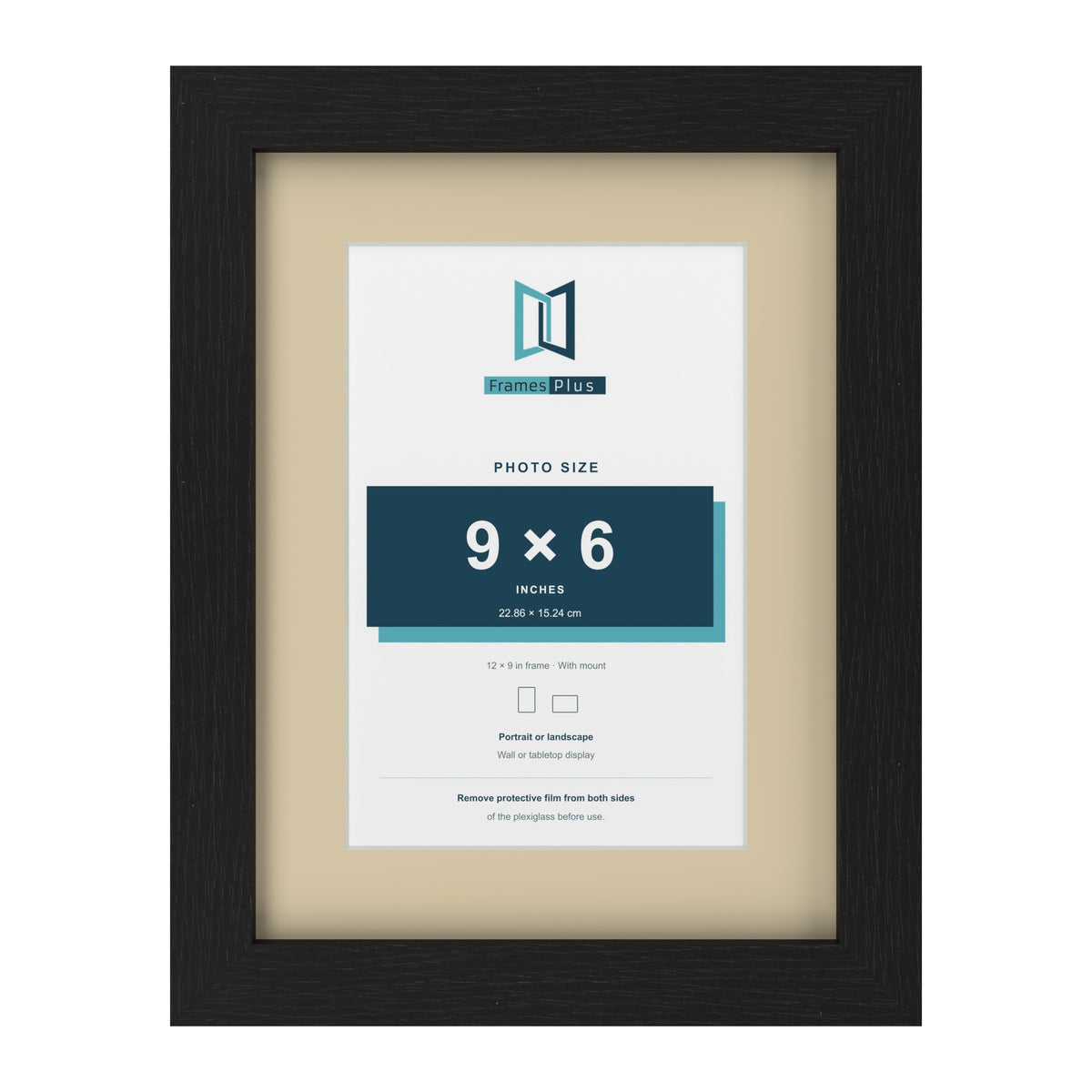 Black 12 x 9 inch picture frame with an ivory mount for a 9 x 6 inch photo