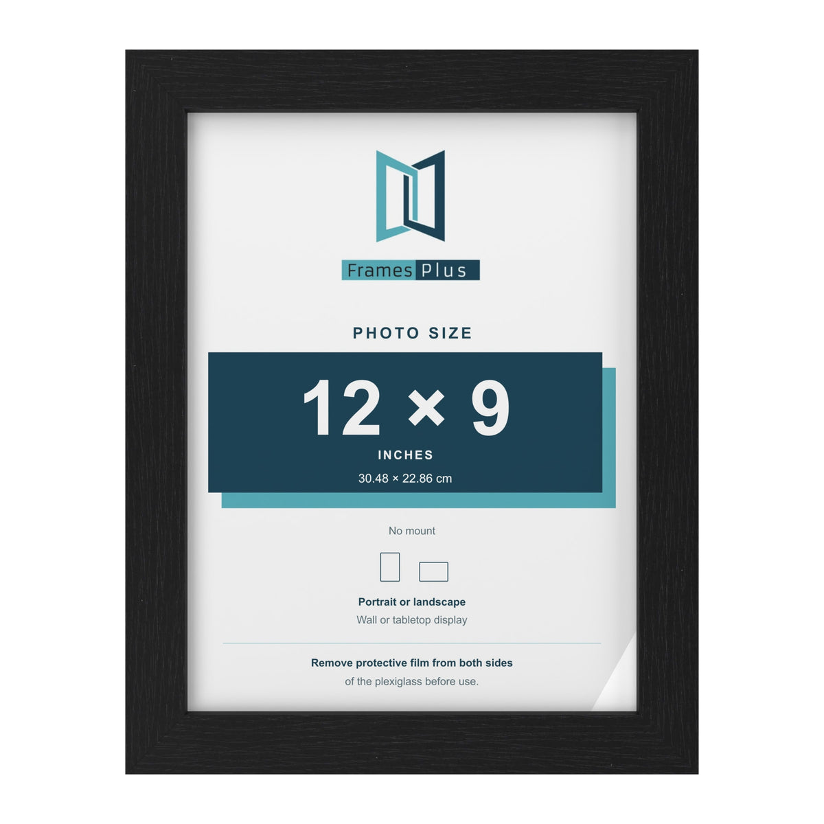 Black picture frame for a 12 x 9 inch photo