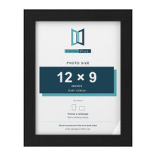 Black picture frame for a 12 x 9 inch photo