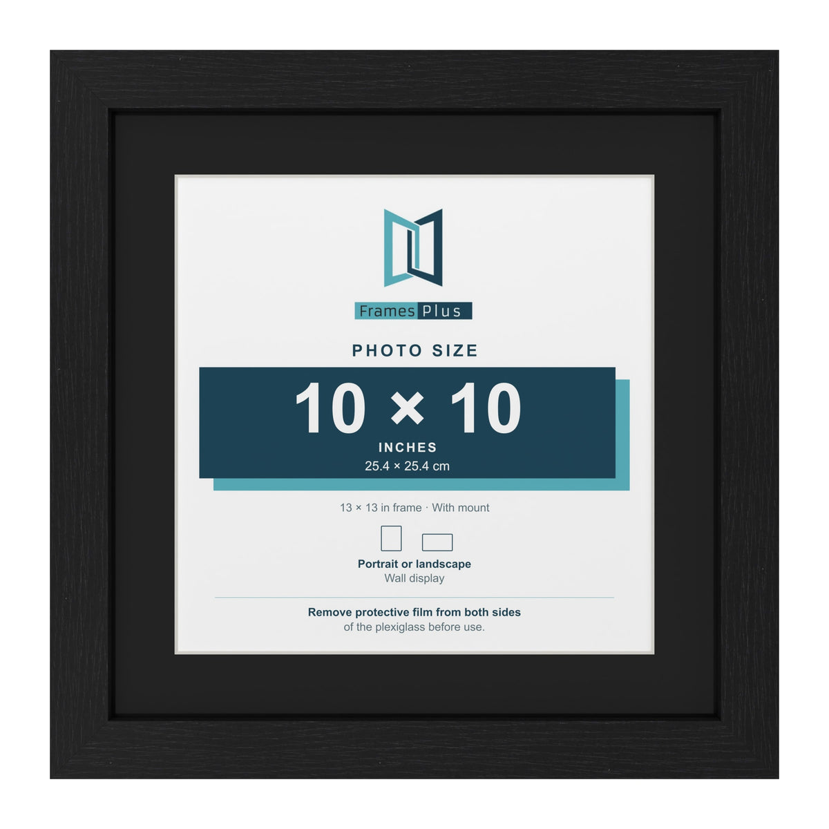 Black 13 x 13 inch picture frame with a black mount for a 10 x 10 inch photo