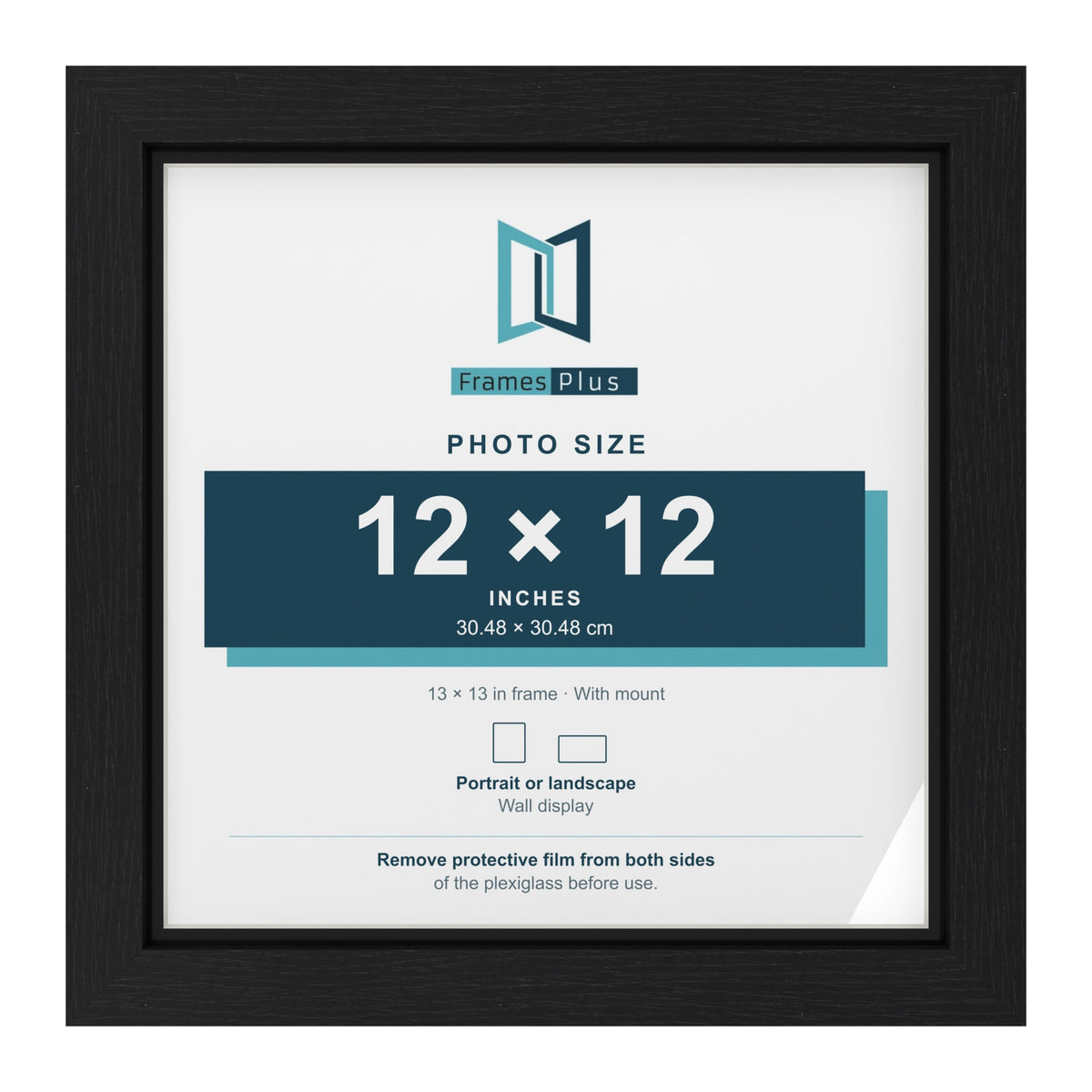 Black 13 x 13 inch picture frame with a black mount for a 12 x 12 inch photo