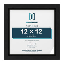 Black 13 x 13 inch picture frame with a black mount for a 12 x 12 inch photo