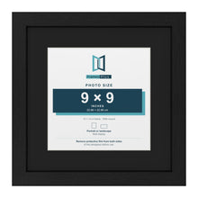 Black 13 x 13 inch picture frame with a black mount for a 9 x 9 inch photo