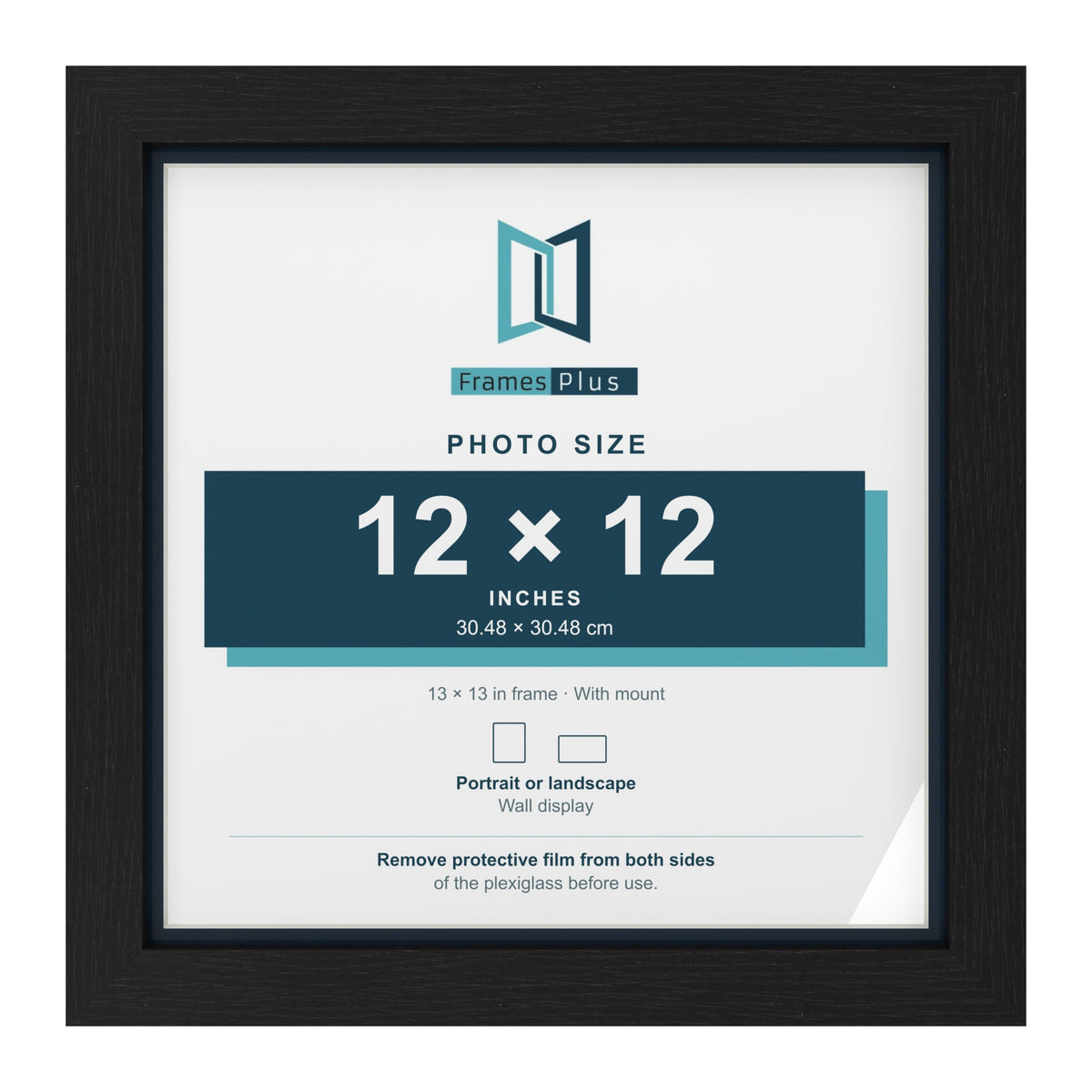 Black 13 x 13 inch picture frame with a Pacific Blue mount for a 12 x 12 inch photo