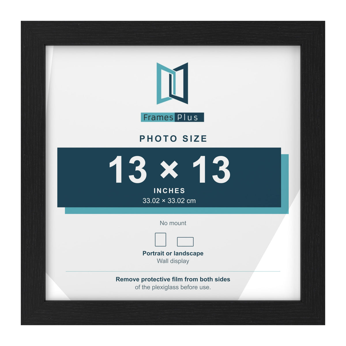Black picture frame for a 13 x 13 inch photo
