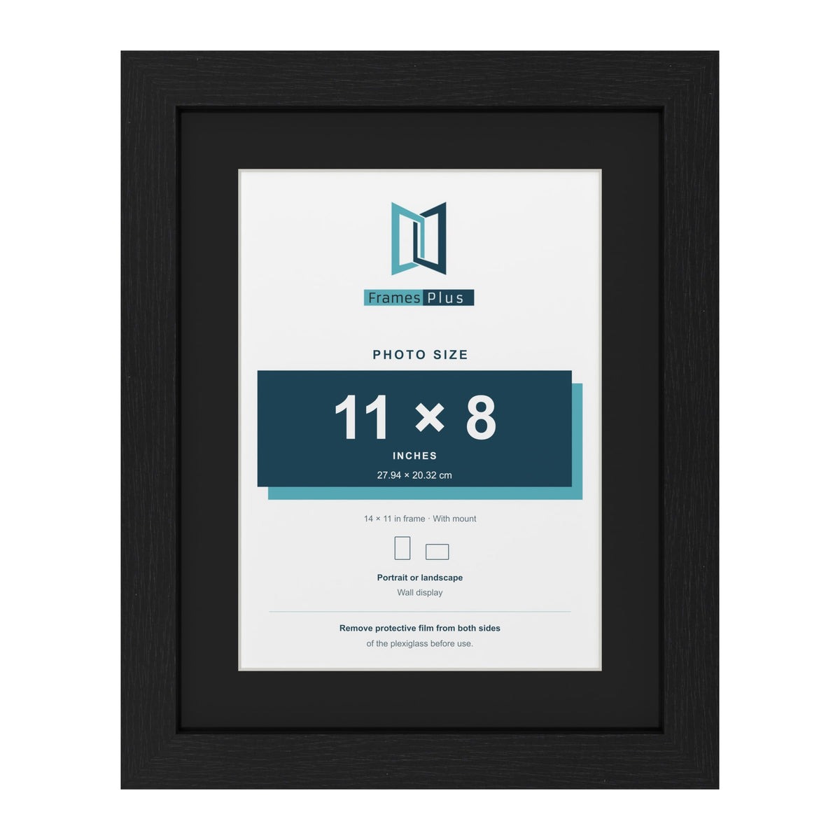 Black 14 x 11 inch picture frame with a black mount for an 11 x 8 inch photo
