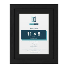 Black 14 x 11 inch picture frame with a black mount for an 11 x 8 inch photo