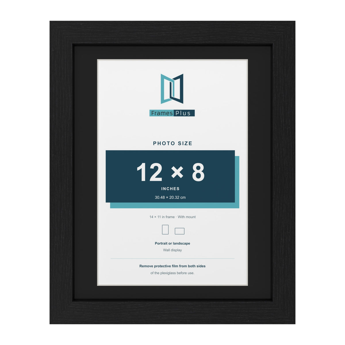 Black 14 x 11 inch picture frame with a black mount for a 12 x 8 inch photo