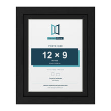Black 14 x 11 inch picture frame with a black mount for a 12 x 9 inch photo