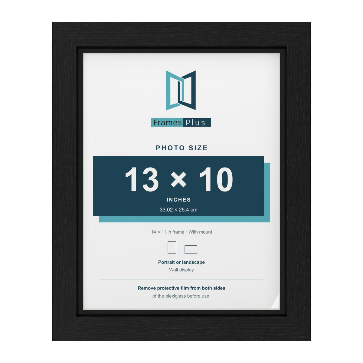 Black 14 x 11 inch picture frame with a black mount for a 13 x 10 inch photo