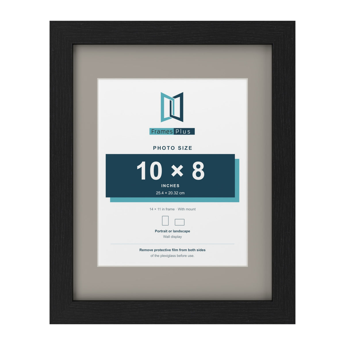 Black 14 x 11 inch picture frame with a Dawn Grey mount for a 10 x 8 inch photo